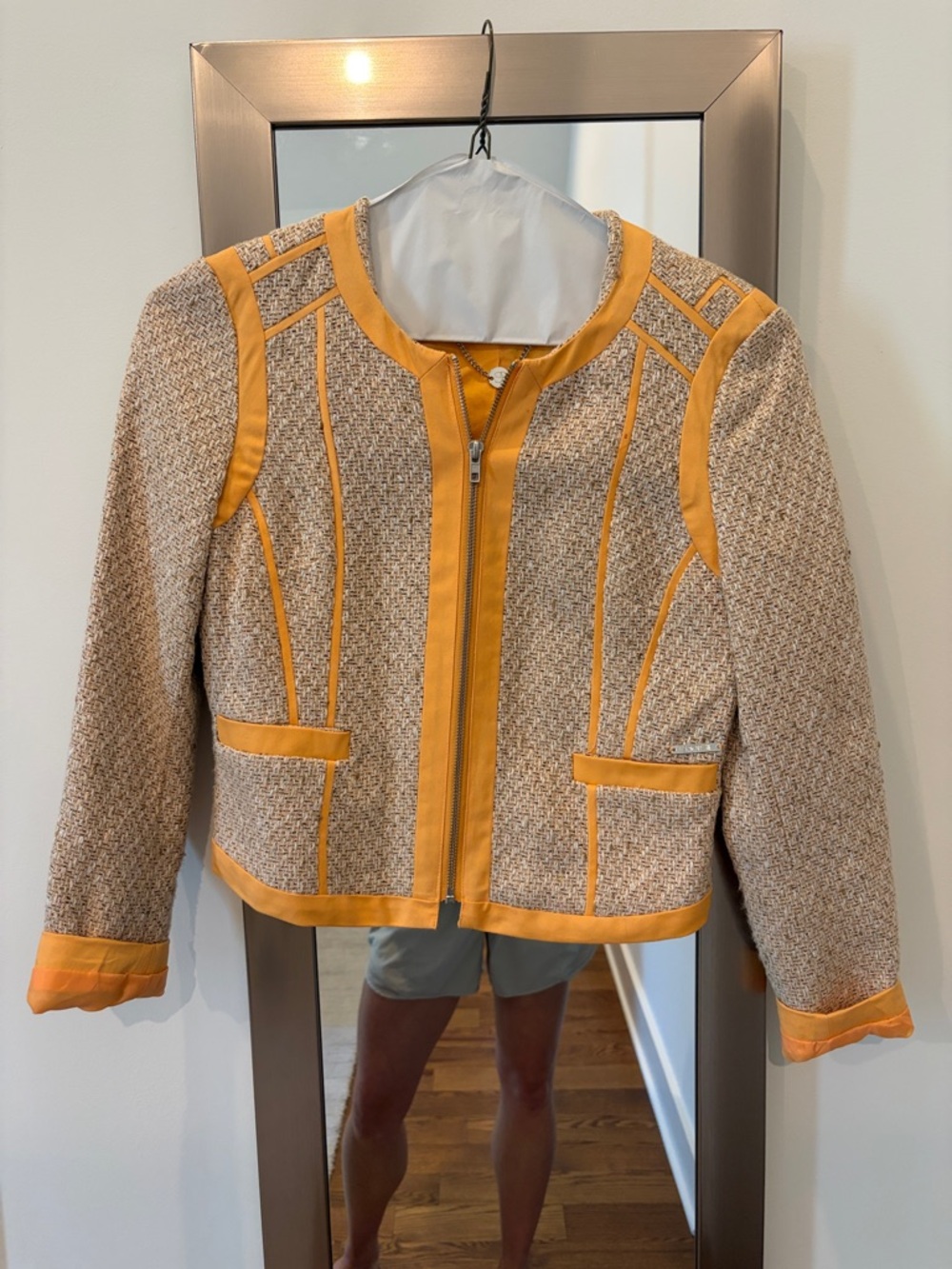 Supertrash Cream Tweed Jacket with Yellow Trim